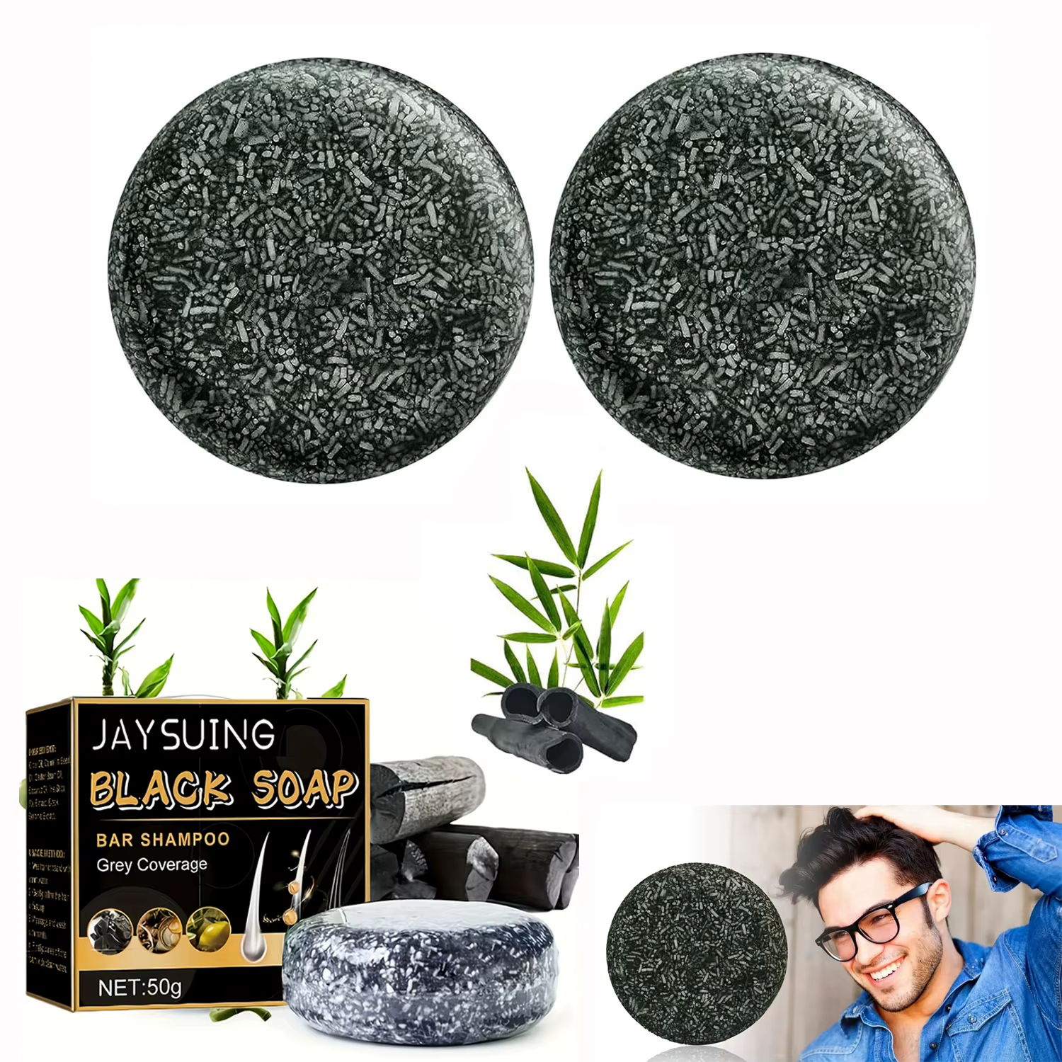 Shampoing réparateur à barre de couverture grise