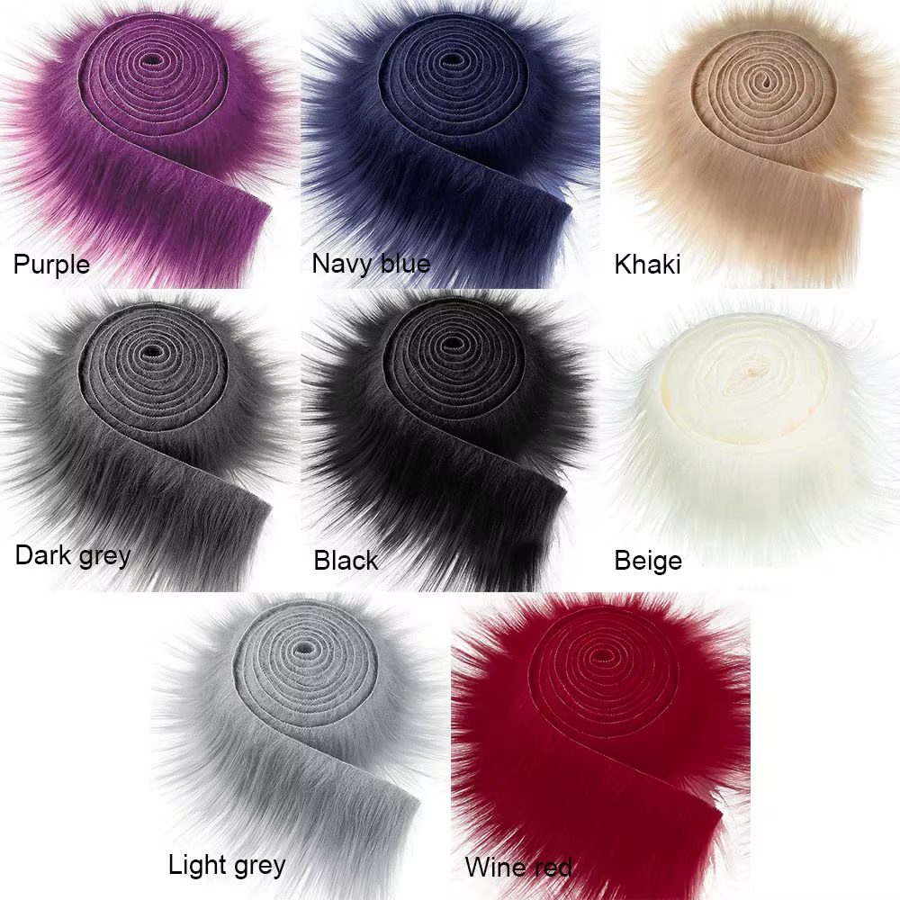 Rouleau de Tissu en Fausse Fourrure Pelucheuse à Rayures, Ruban Doux pour Garniture de Costume d'Hiver, à Faire Soi-Même