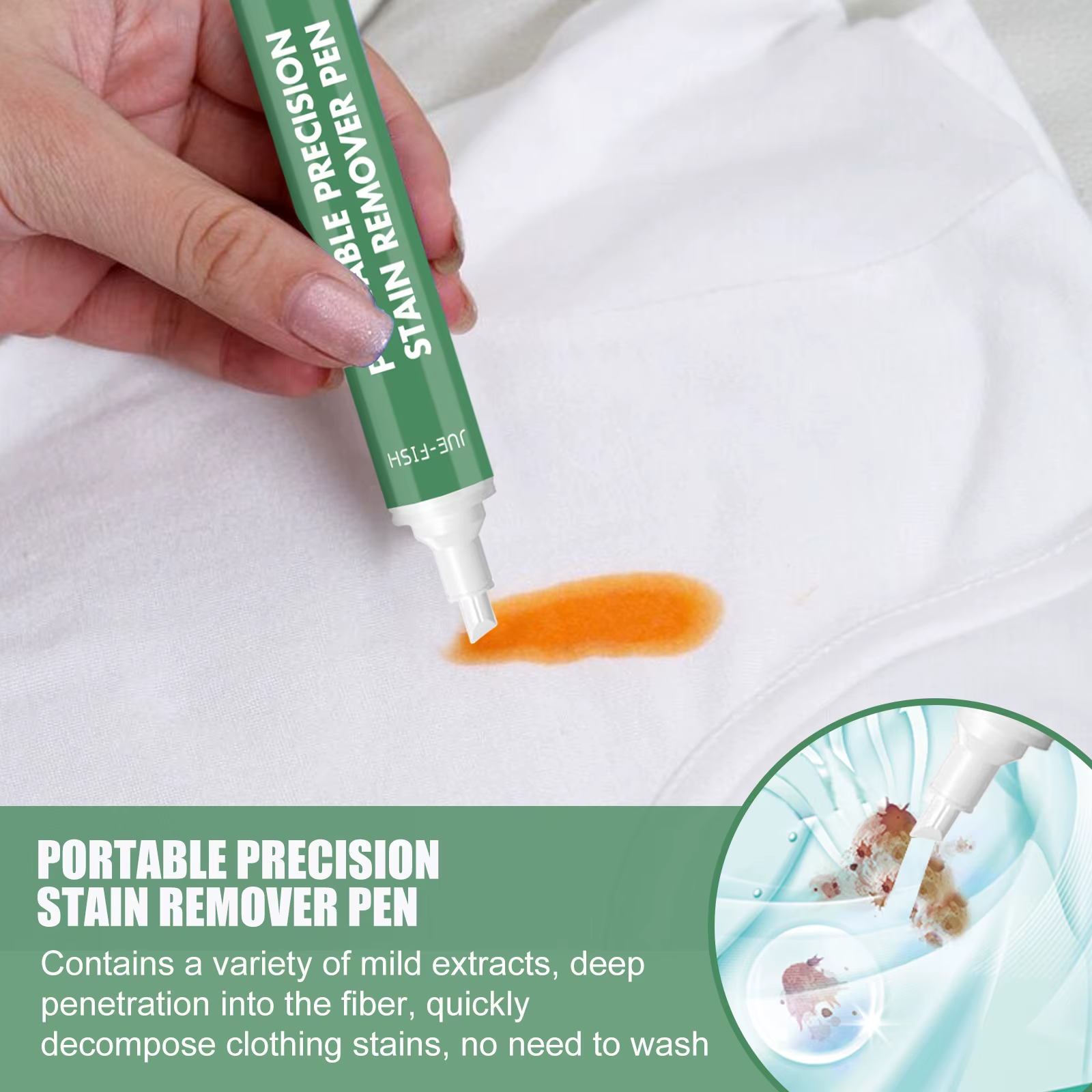 Stylo détachant portable, nettoyant pour vêtements sans rinçage pour les taches d'huile et les taches jaunes sur les vêtements