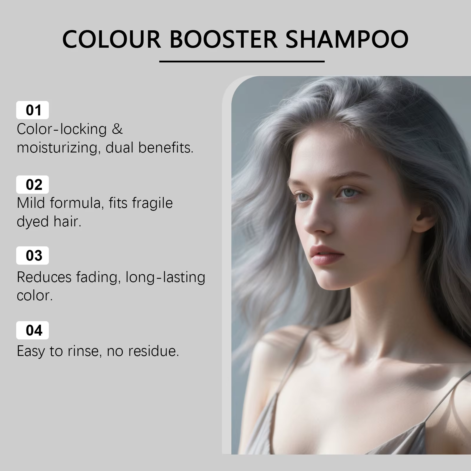 Shampoo pour cheveux gris - Fixation de la couleur