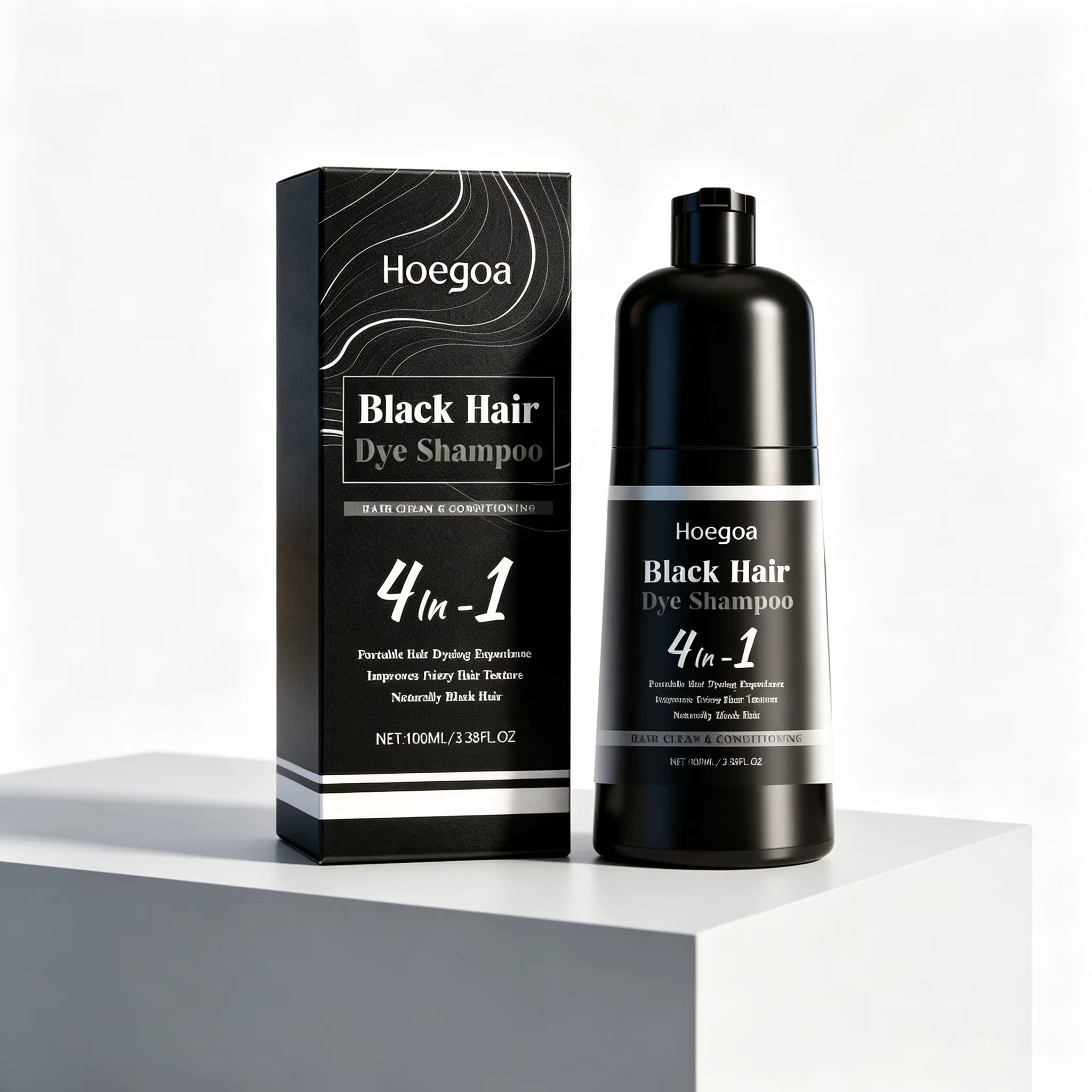 Shampoo colorant capillaire noir Hoegoa