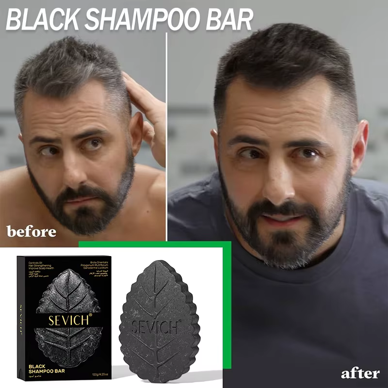 Savon Shampoing Solide Couvrant les Cheveux Gris et Blancs, Traitement Colorant Lissant, Nourrissant, Anti-Pelliculaire, Naturel pour Assombrir les Cheveux