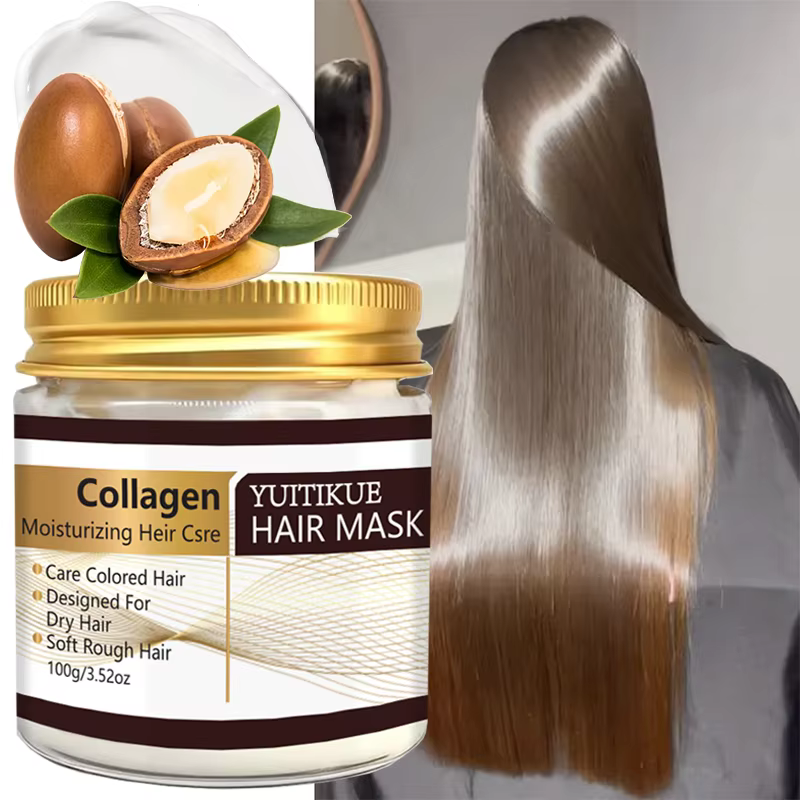 Masque capillaire hydratant au collagène YUITIKUE - 100g pour cheveux secs et colorés