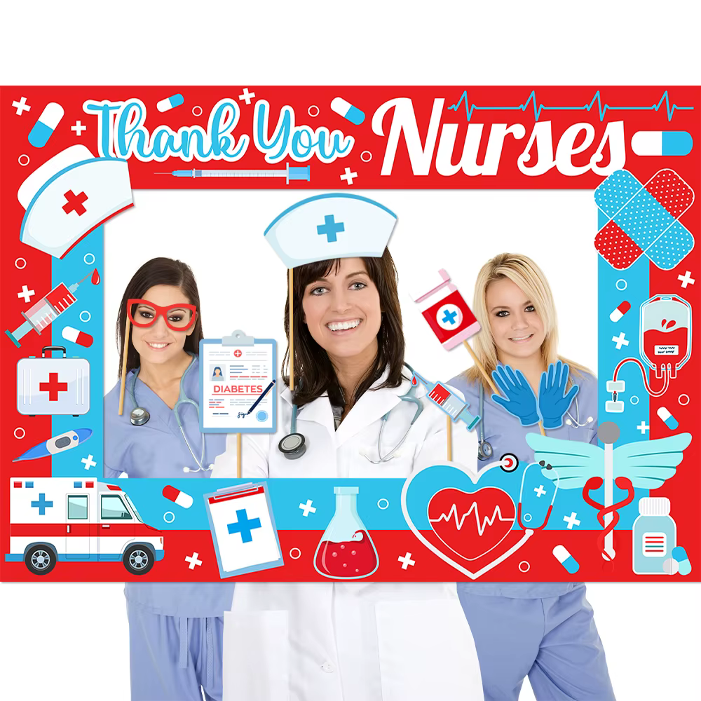 Kit d'accessoires de cabine Photo pour infirmières, lettre de remerciement pour la journée des infirmières, accessoires Photo avec cadre de cabine Photo, accessoires pour Selfie, décor de fête pour la