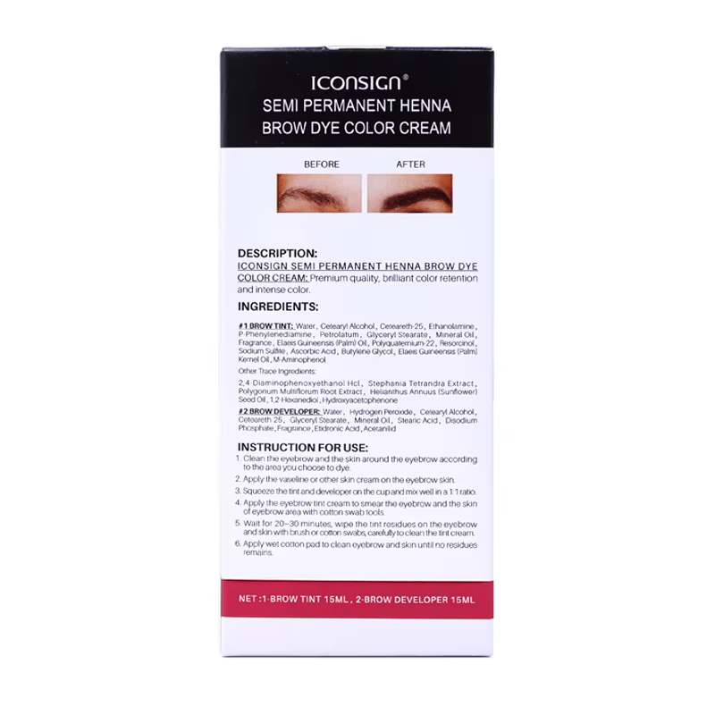 Teinture professionnelle pour cils au henné à séchage rapide