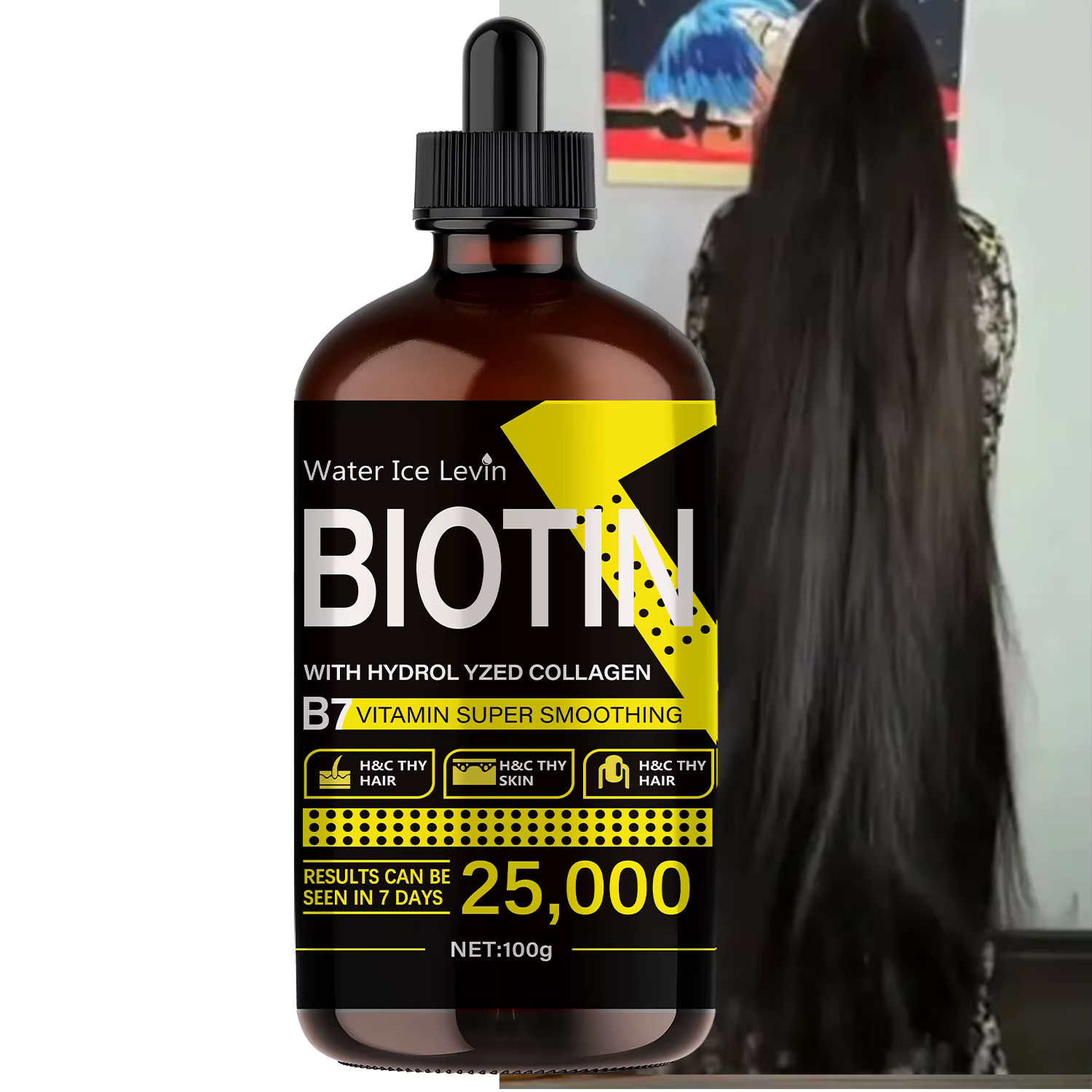 Huile capillaire à la biotine - Vitamines liquides pures pour les soins des cheveux