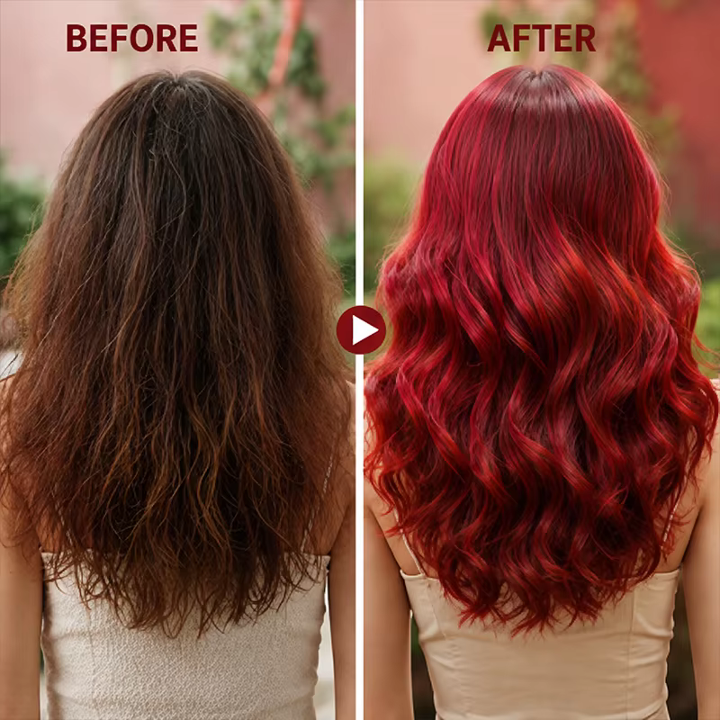 Shampoo colorant capillaire 6 en 1 couleur Bourgogne, formule à base de plantes, couvre les cheveux gris, coloration douce à faire soi-même à la maison.