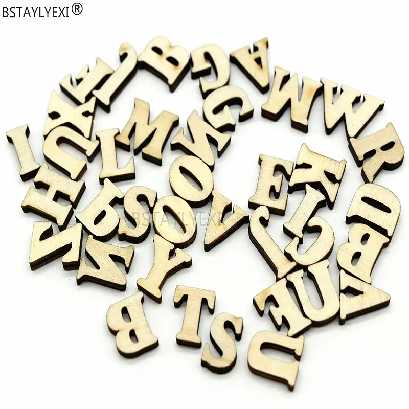 208 pièces 8 ensemble 26 lettres de l'alphabet anglais numéro en bois en bois artisanat d'art décoratif de la maison lettre affichage numérique