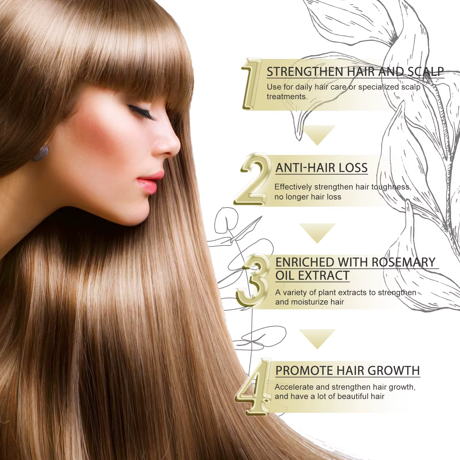 EELHOE huile essentielle de romarin réparation cheveux endommagés traitement lissant Anti calvitie