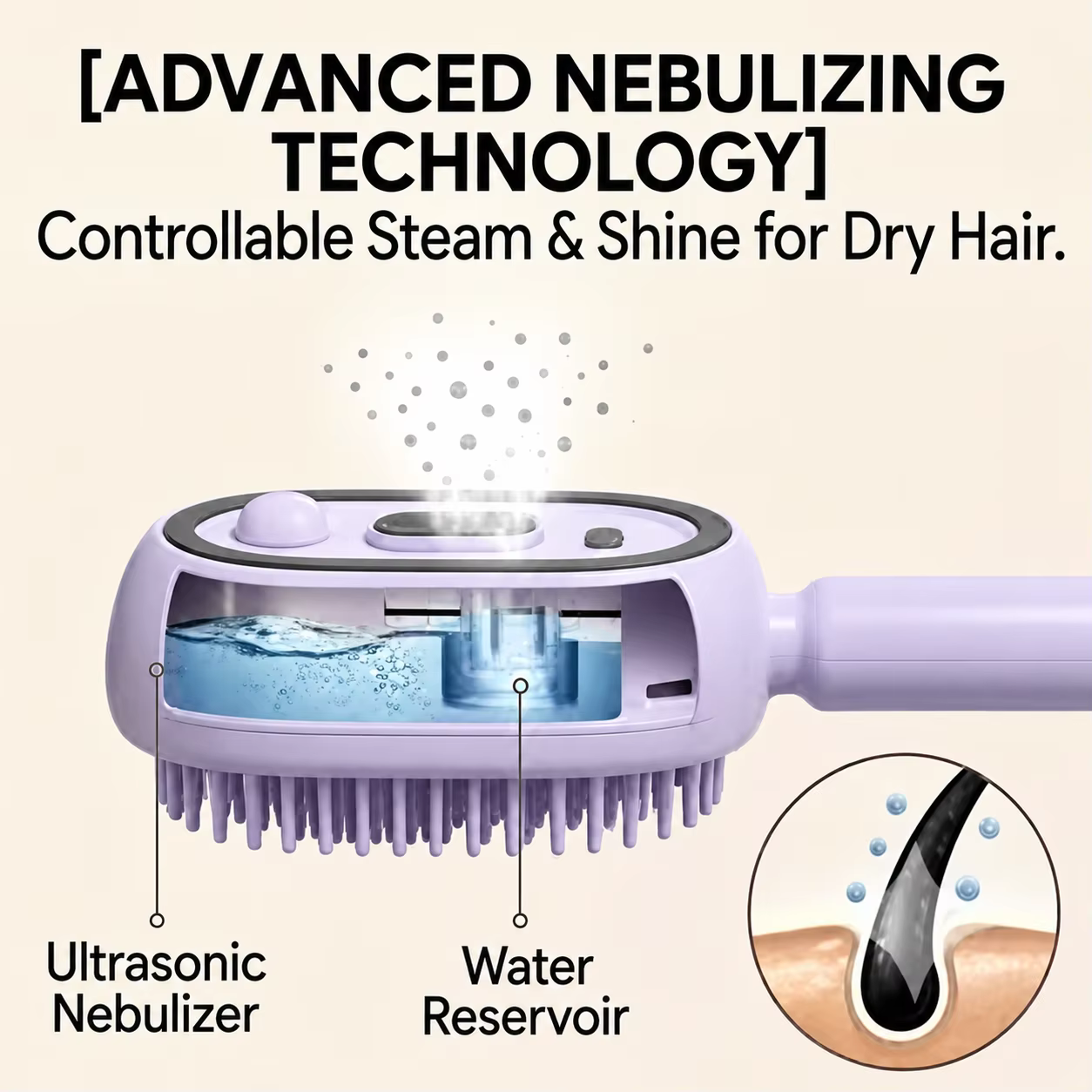 Brosse à cheveux électrique pulvérisatrice