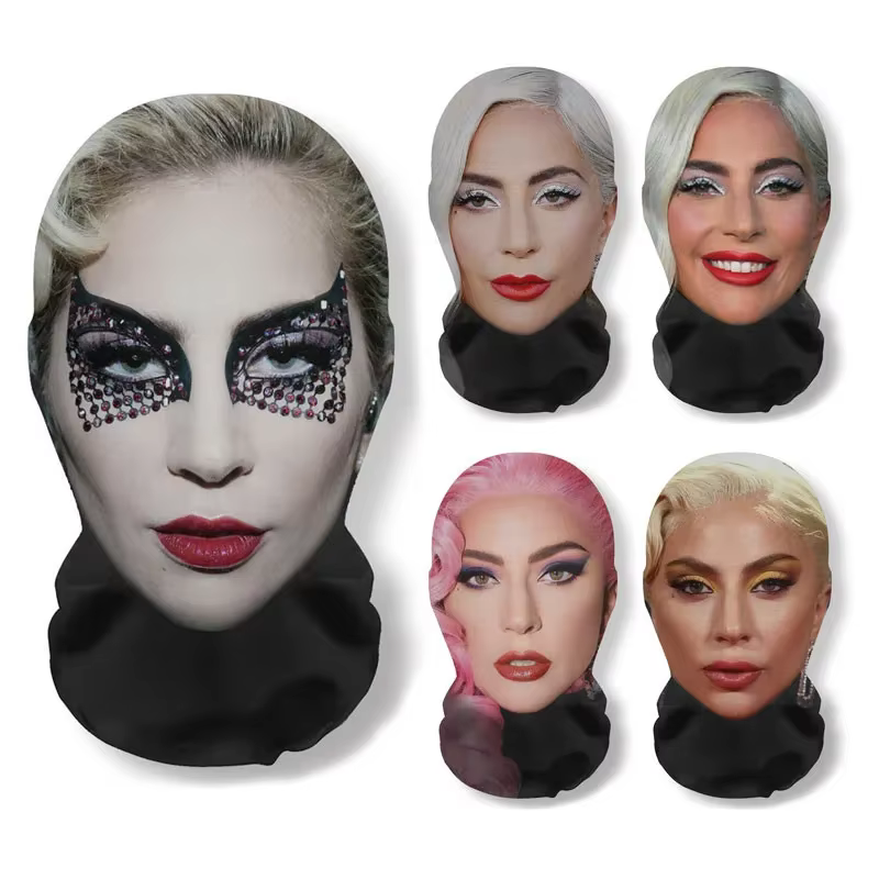 Masque drôle imprimé en 3D, Cosplay Pop Singer Lady gaga, masques complets en maille élastique respirante, cagoule, couvre-chef, accessoires pour fans