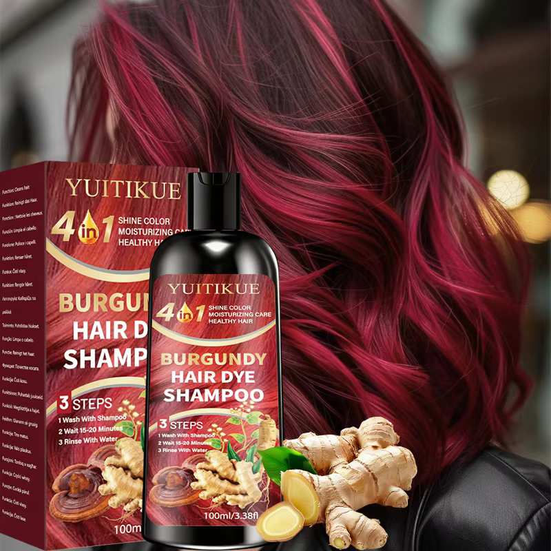 Shampoo colorant capillaire bordeaux 4 en 1