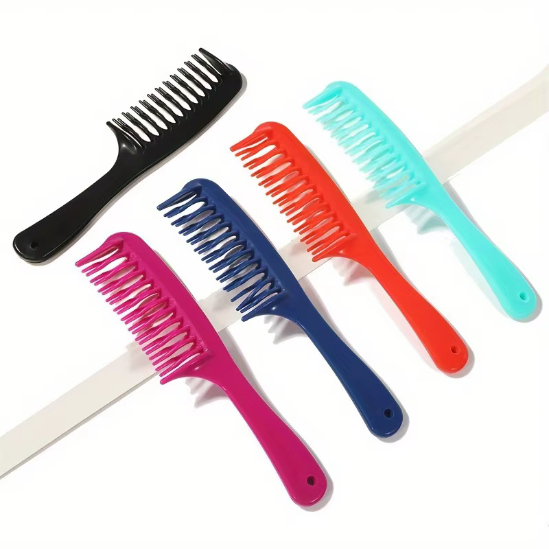 Peigne démêlant à double rangée de dents larges avec manche pour cheveux longs