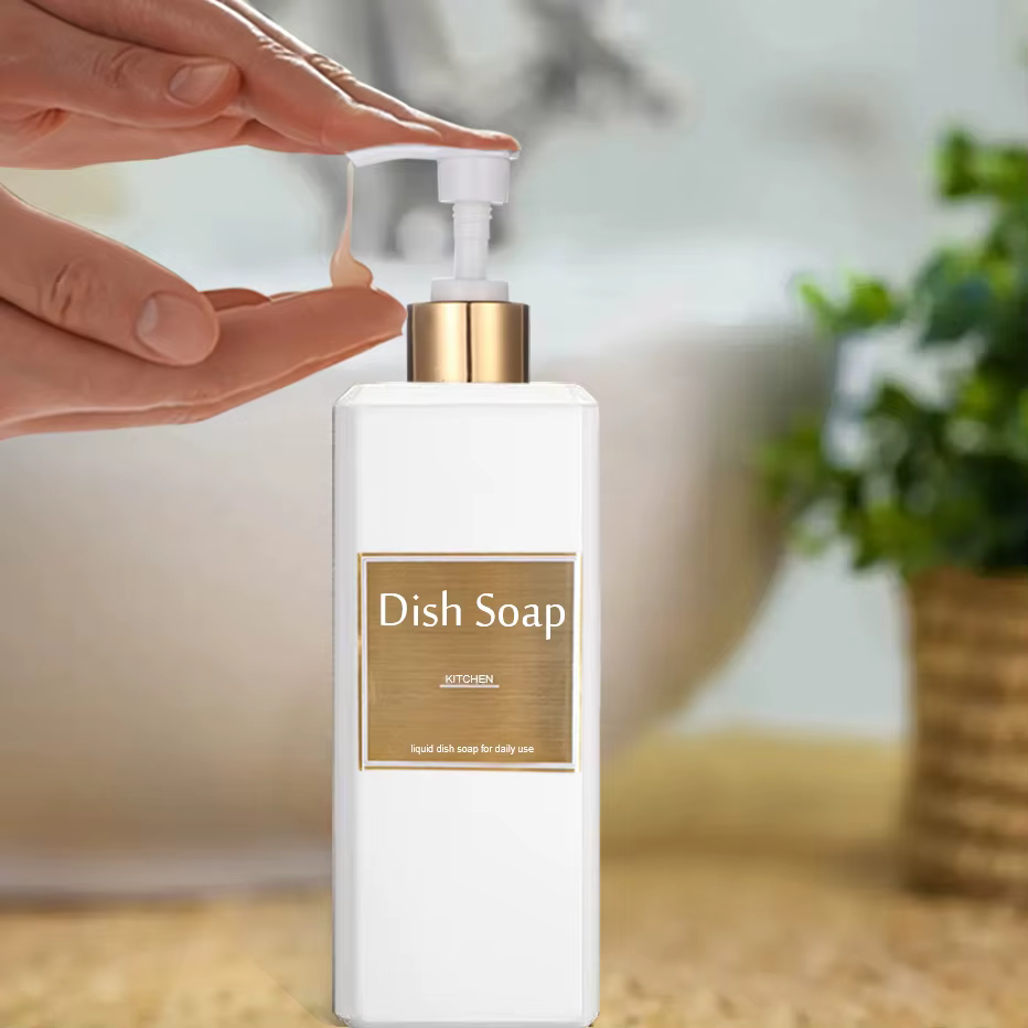 Distributeur de shampoing 500ml/16.9oz, bouteille à pompe à pression avec étiquettes dorées étanches, bouteilles de lavage du corps pour salle de bain, shampoing et après-shampooing