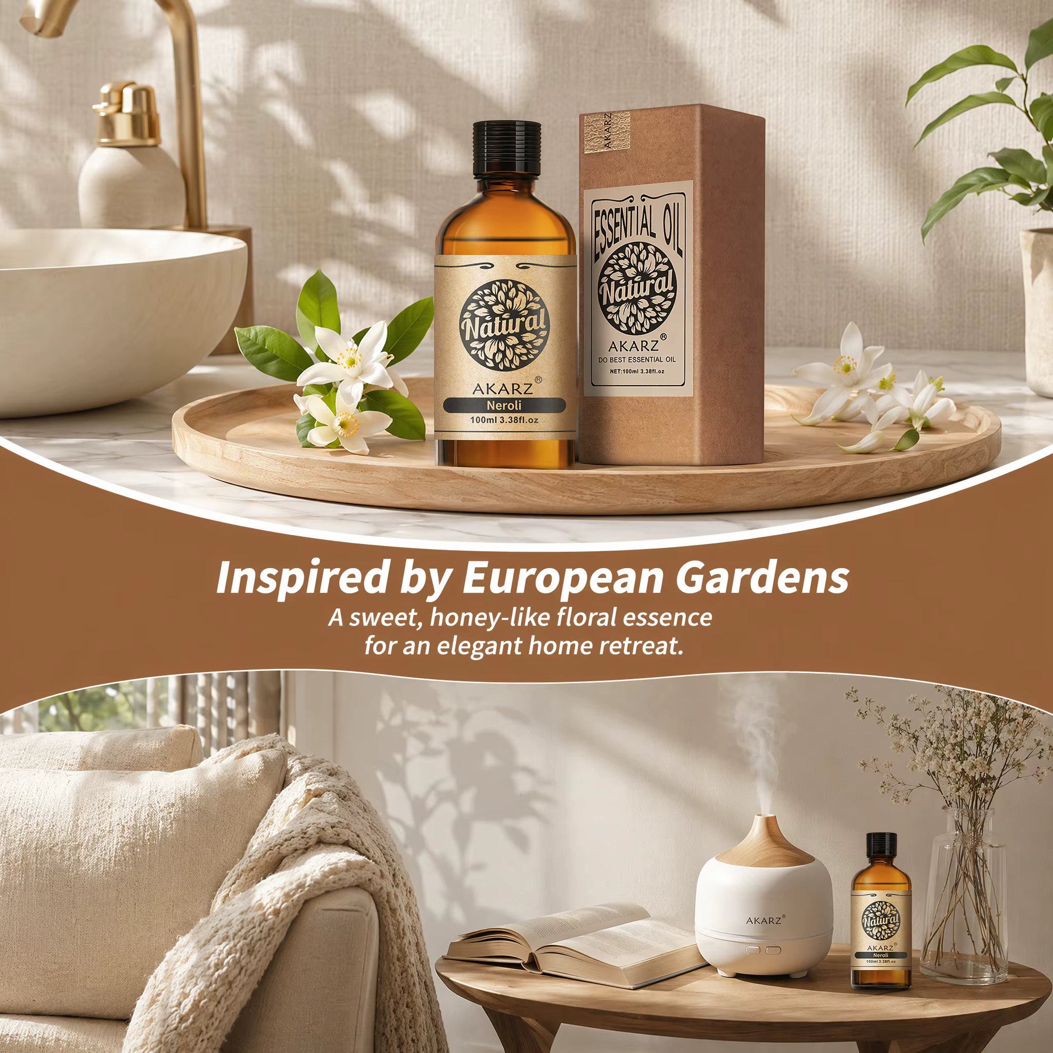 AKARZ huile de neroli pour diffuseur solubilité fait à la main bricolage savon parfums bougies parfums huile de parfum de qualité supérieure