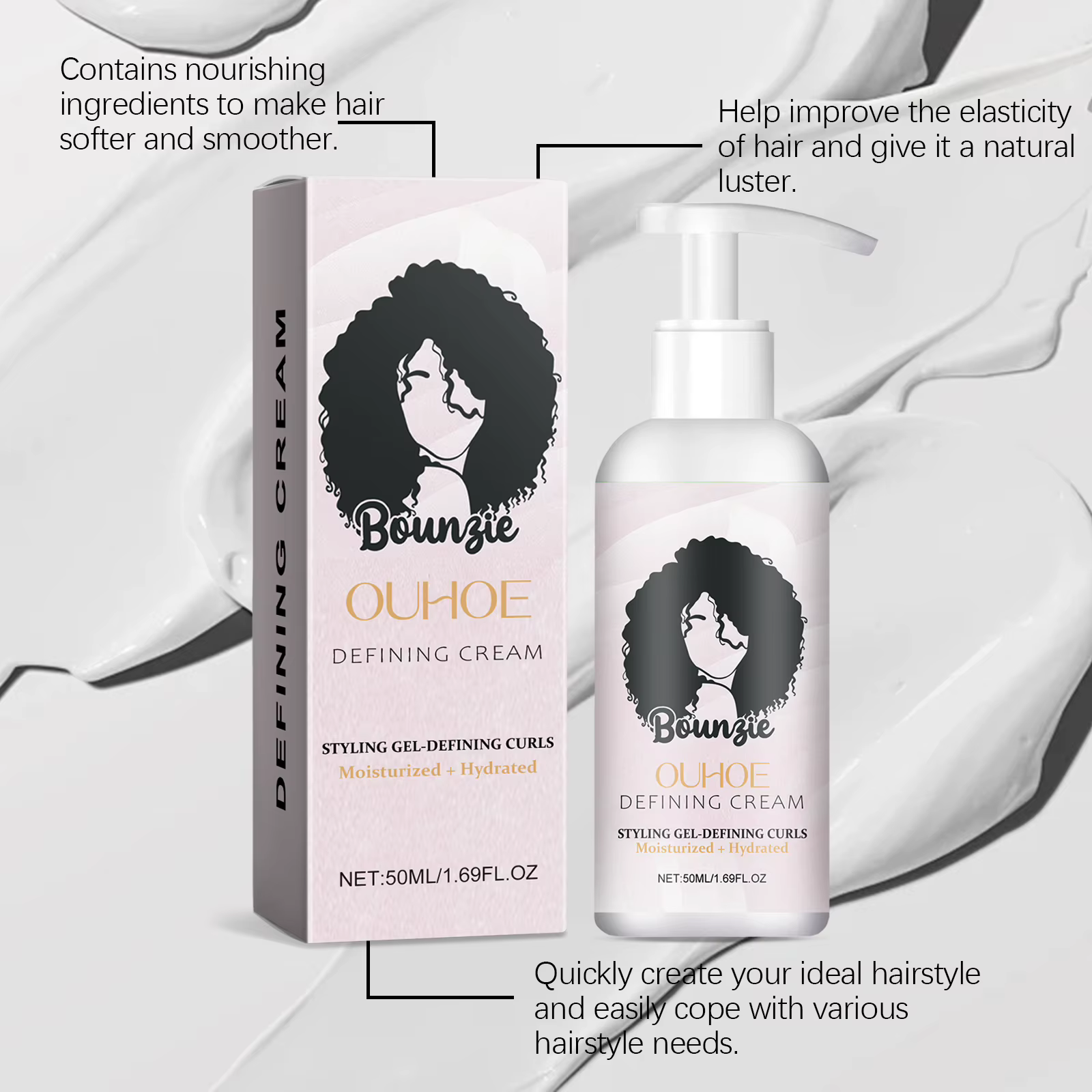 Essence coiffante nourrissante à l'élastine pour cheveux secs et abîmés