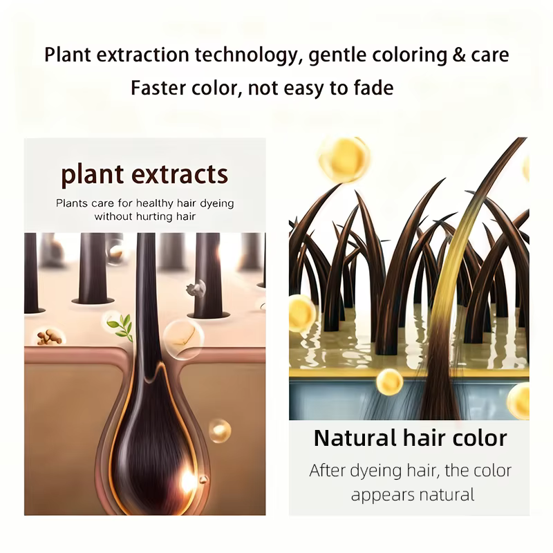 YUITIKUE Shampooing colorant pour cheveux bruns 100 ml - Formule d'extrait de plante
