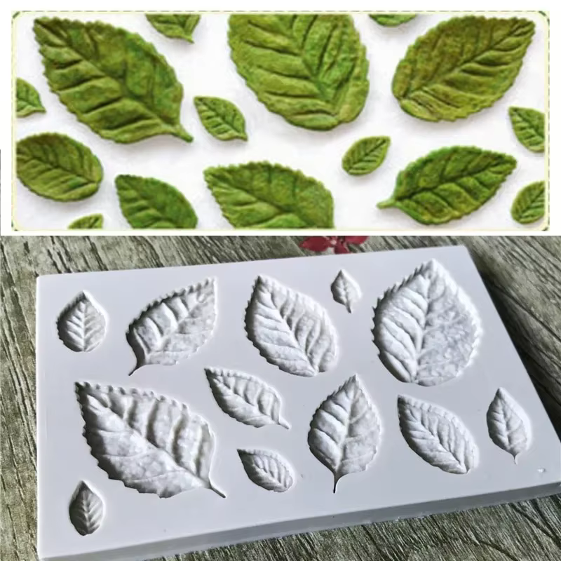 Moule en silicone 3D en forme de feuille de rose pour gâteau au chocolat, fondant, savon, bonbons, pâte à sucre, pour la décoration de gâteaux DIY