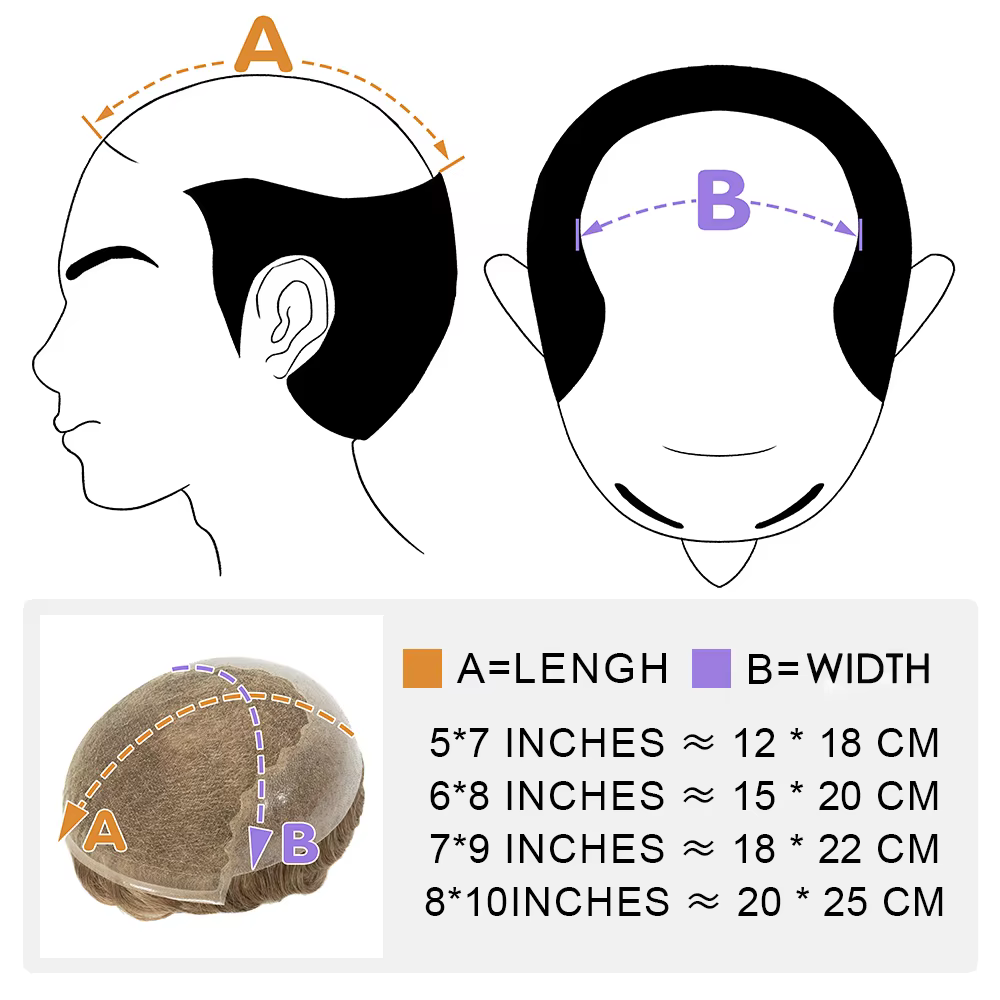 Prothèse capillaire pour hommes à cheveux bouclés