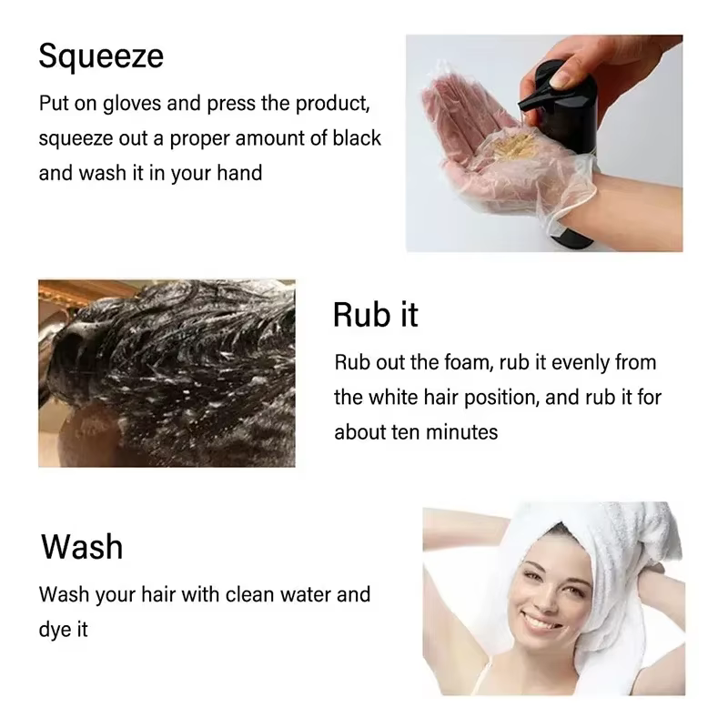 Shampoing de teinture pour cheveux noirs 3 en 1