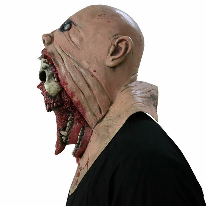Masque Déchiré d'Horreur Sanglante d'Halloween, Crâne Double Couche en Latex, Accessoires de ixde Cosplay Effrayant, Décoration de ix