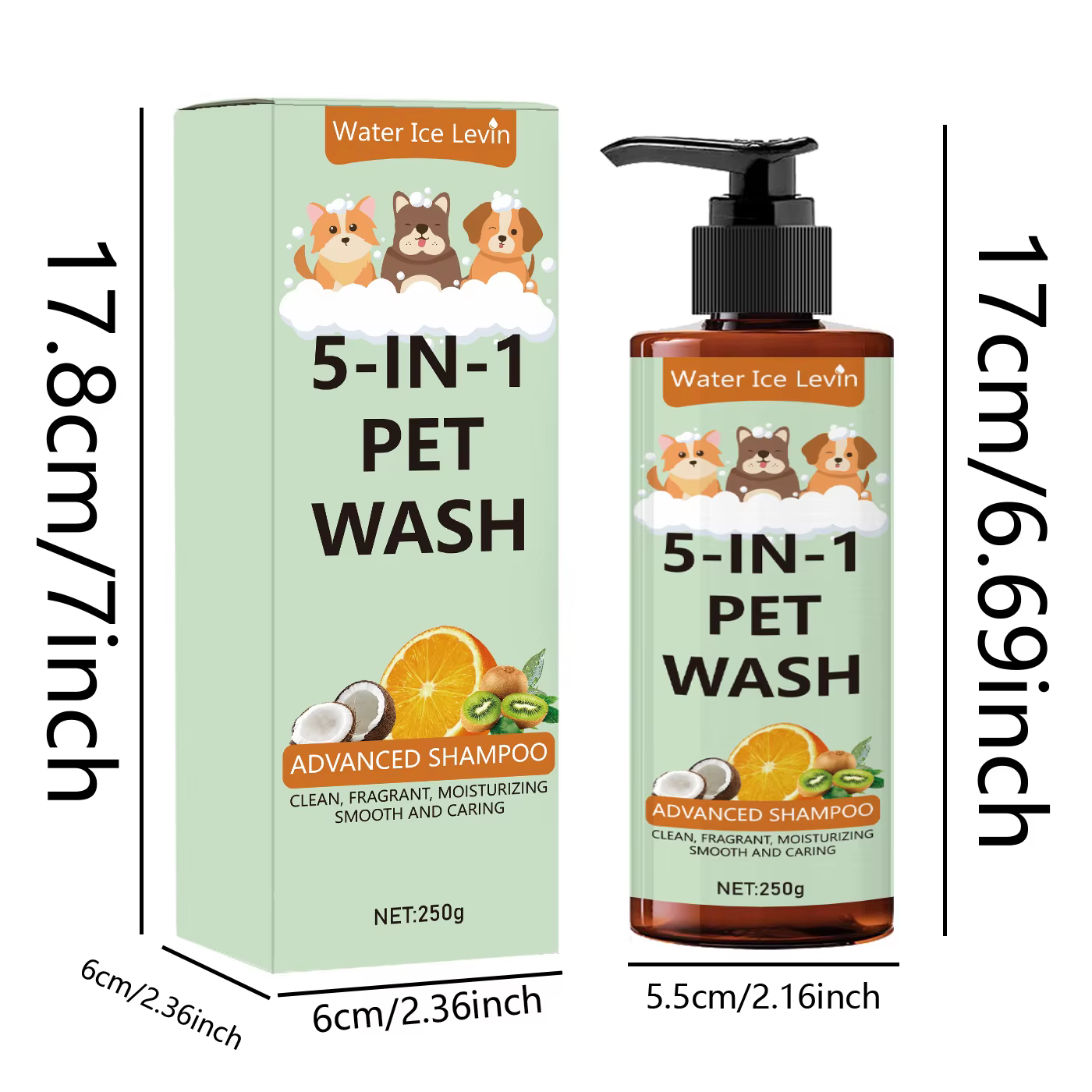 Shampoing et revitalisant et gel douche 5 en 1 naturel Coconut Pet 3 en 1, nettoyage doux, peau apaisante, créant la brillance des cheveux, sûr et sain, adapté aux chats et aux chiens
