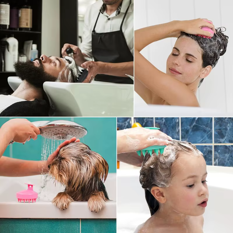 Brosse à shampoing en Silicone pour cuir chevelu