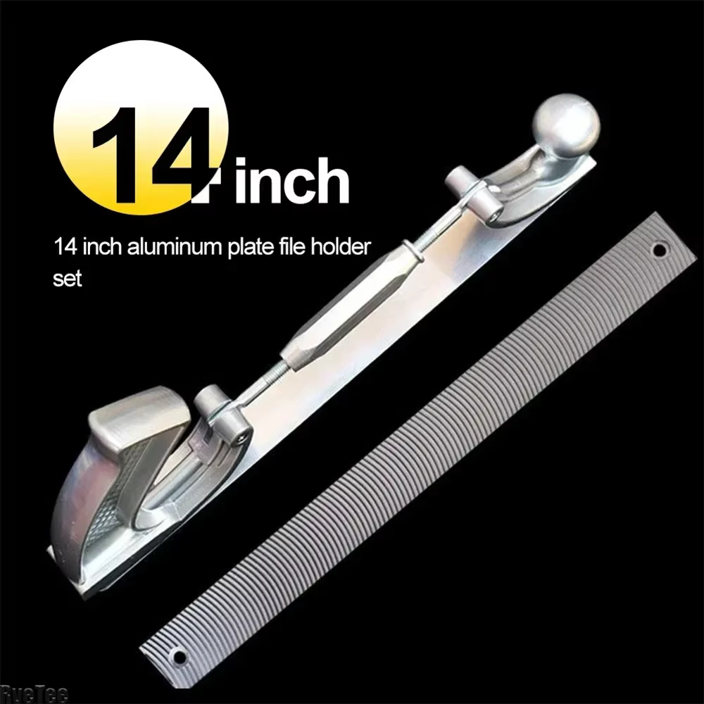 Limes à dents fraisées à cadre réglable de 14 pouces, polisseuse de carrosserie de voiture, polissage de panneaux métalliques, support d'outils de fichiers en acier incurvé, Kits de débosselage