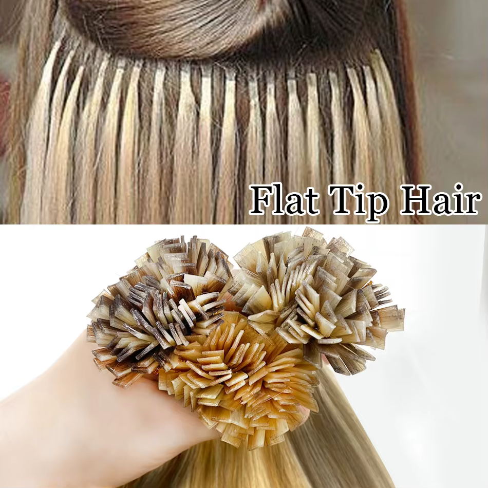 Extensions de cheveux droites à pointe plate Remy 100%