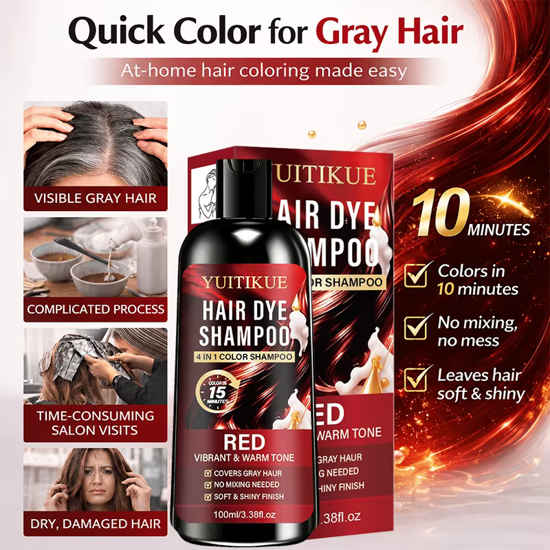 Shampoo colorant capillaire rouge 4 en 1
