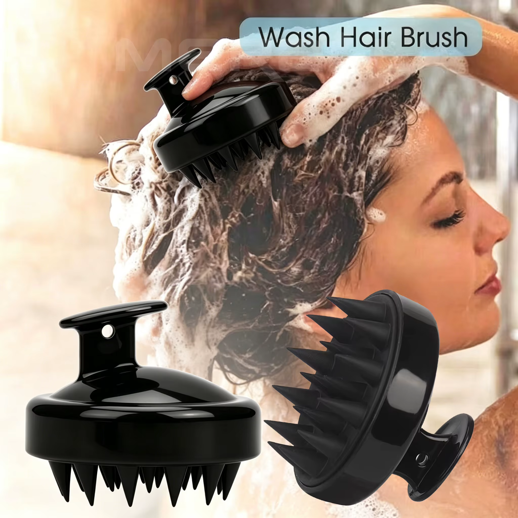 Brosse de massage du cuir chevelu en silicone souple pour le lavage des cheveux
