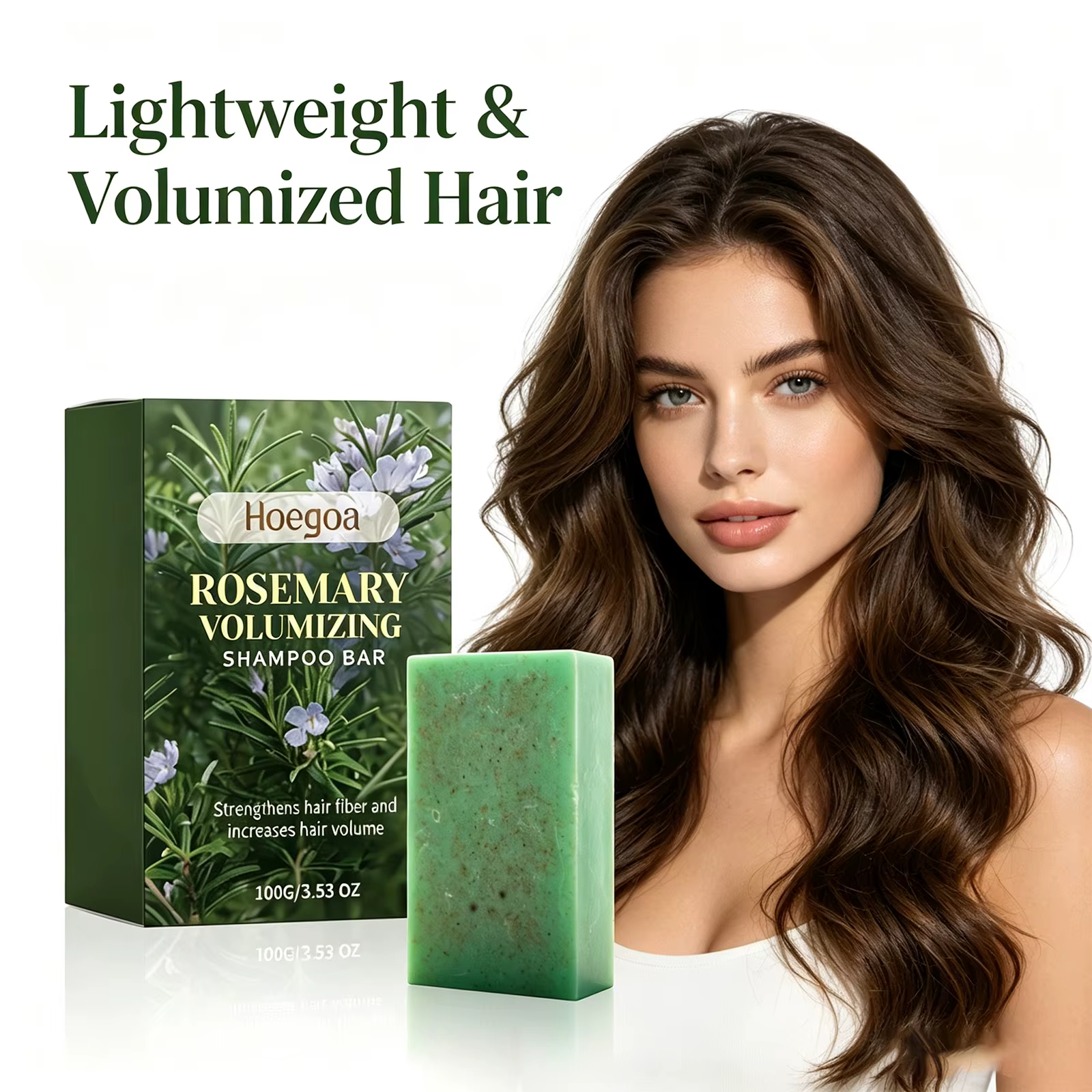 Shampooing Solide Volumisant au Romarin Nettoyage Doux Apaise le Cuir Chevelu Huiles Naturelles Renforce les Cheveux Contrôle des Frisottis Lisse et Brillant 100g