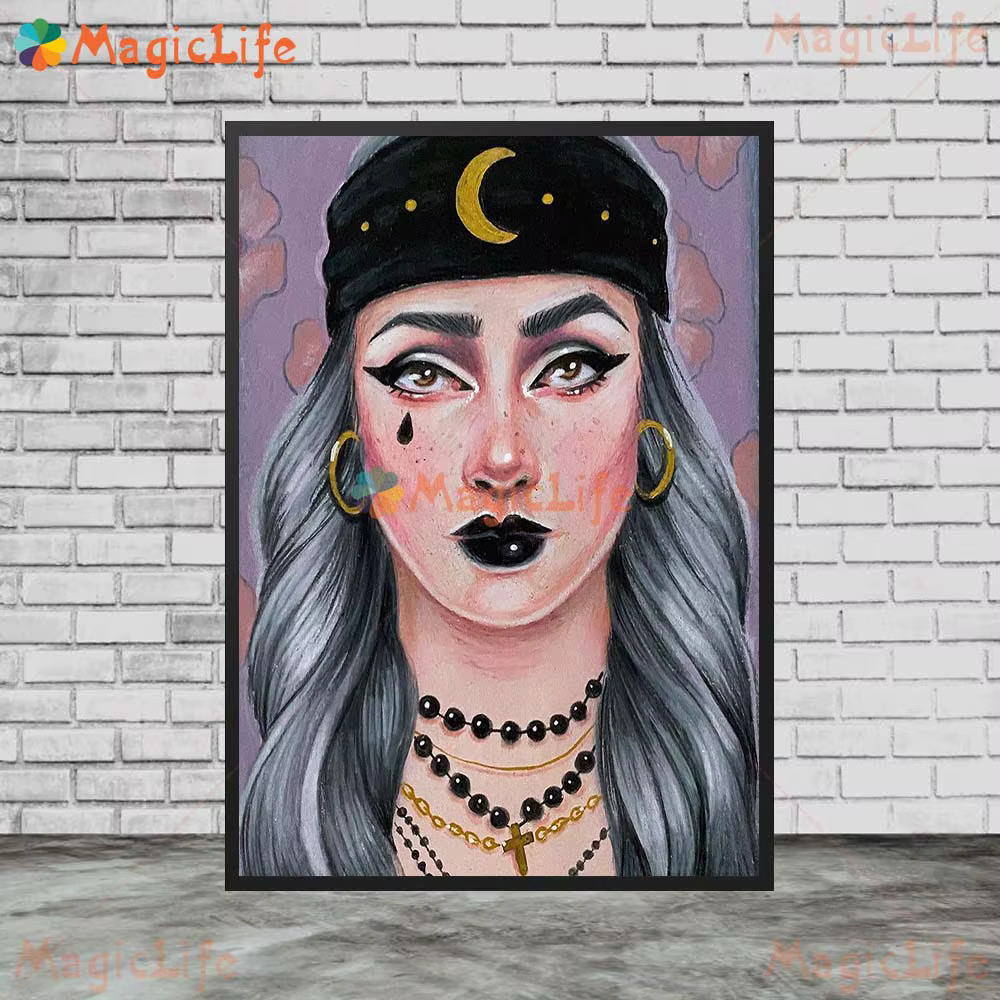Portrait du jour des morts du mexique des femmes, images murales de fille Grimace pour affiche de salon, peinture sur toile d'art mural sans cadre