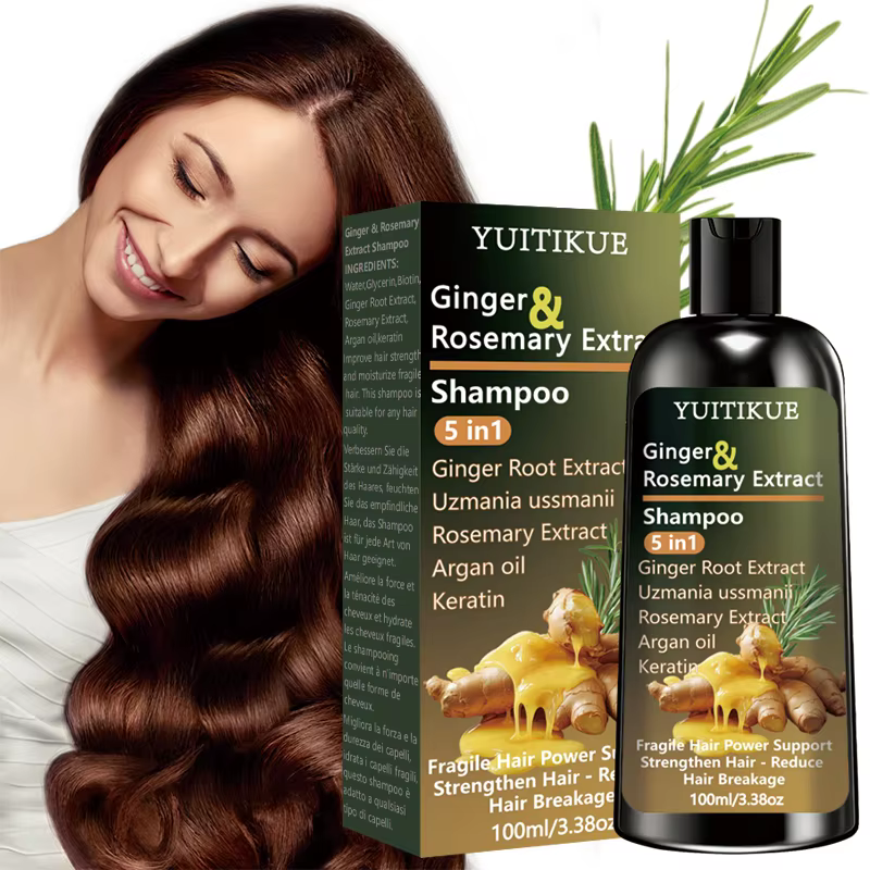 YUITIKUE Shampooing à l'extrait de gingembre et de romarin 5 en 1 : nourrit intensif