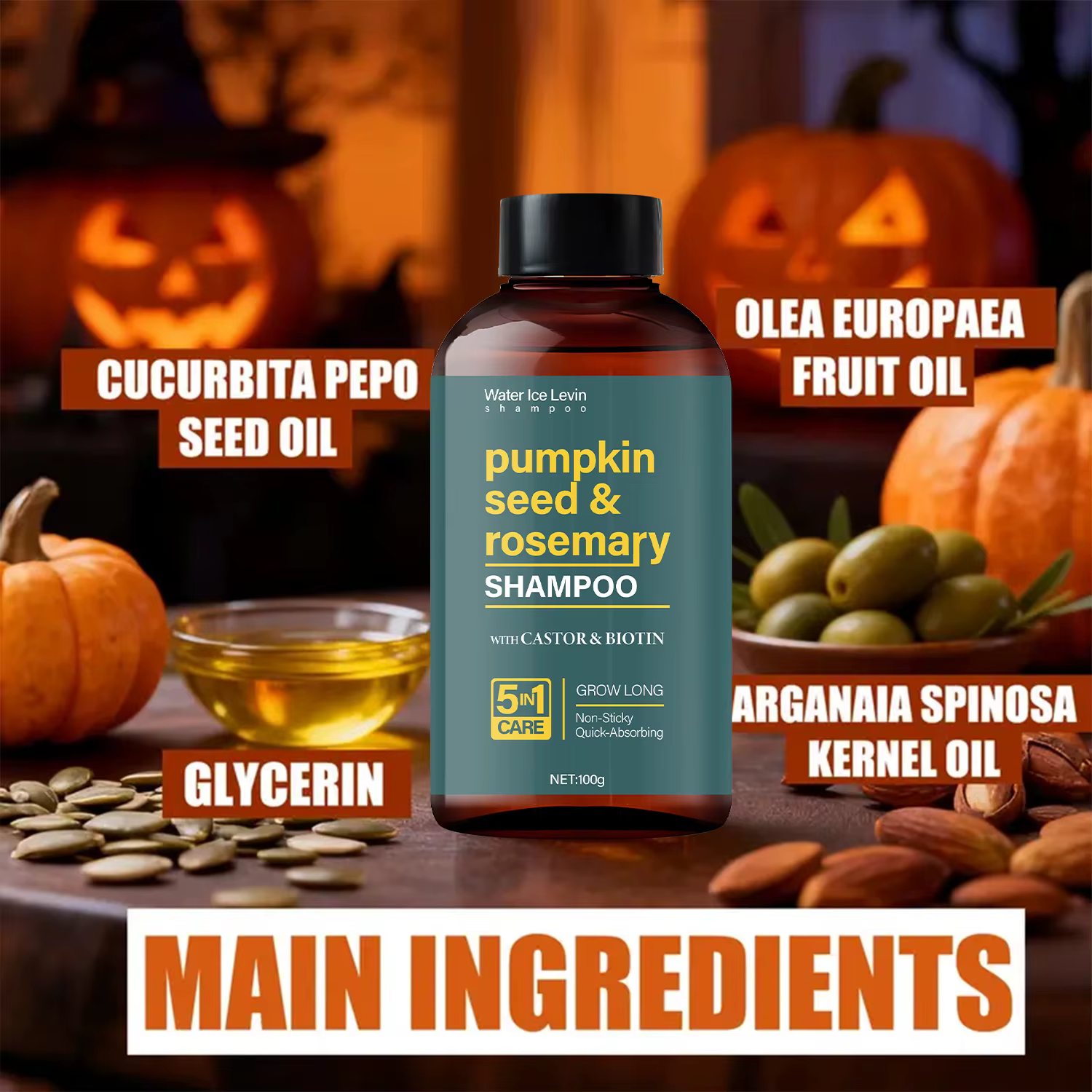 Shampoing à l‘Huile de Graines de Citrouille et Romarin 100g