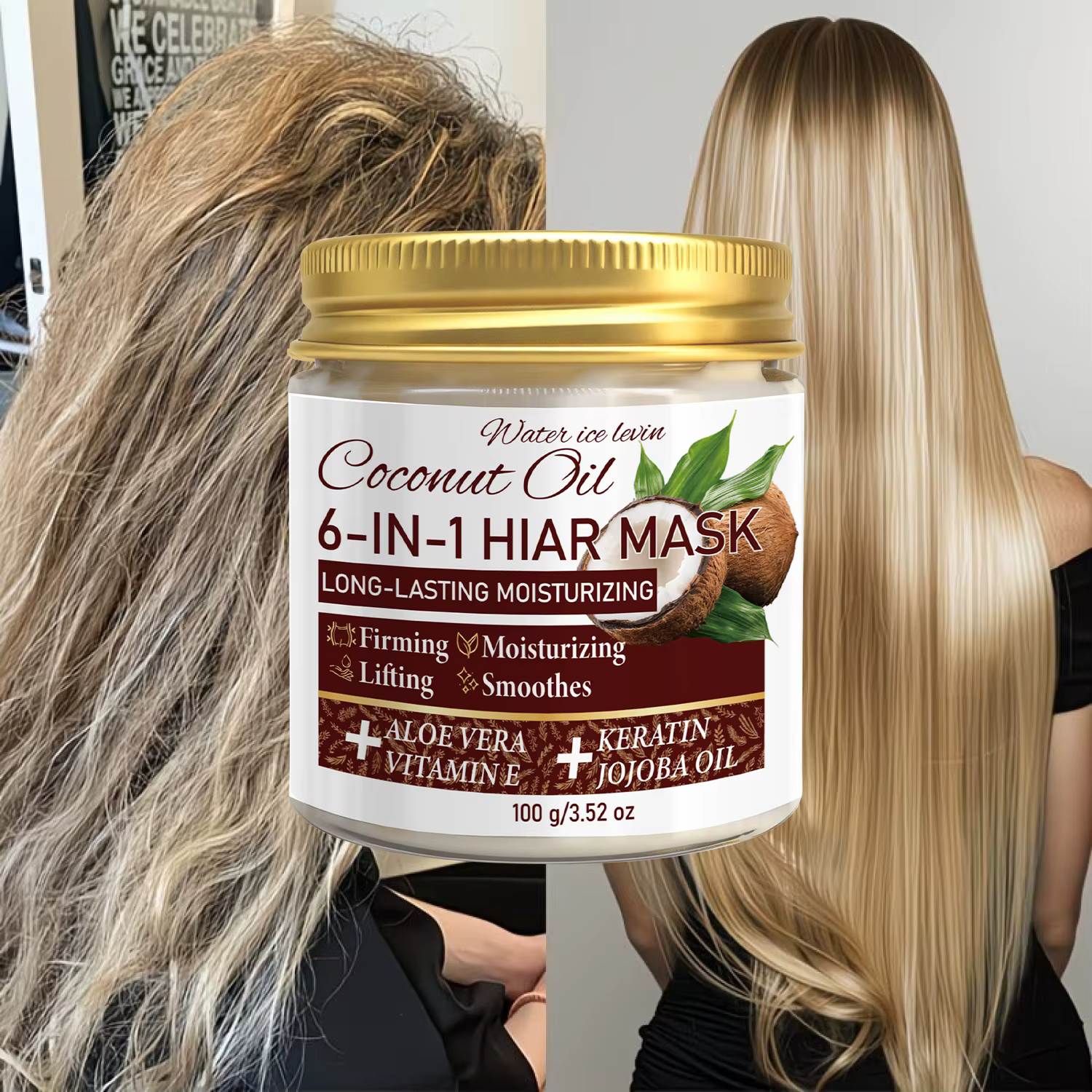 Masque capillaire à la noix de coco 6-en-1 avec kératine et huile de jojoba