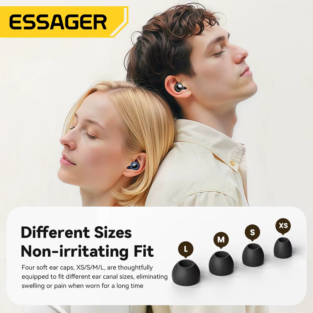ESSAGER Bouchons d'oreille antibruit pour dormir Bouchons d'oreilles de sommeil en silicone souple Écouteurs à réduction de bruit pour le sommeil Travail Étude Voyage