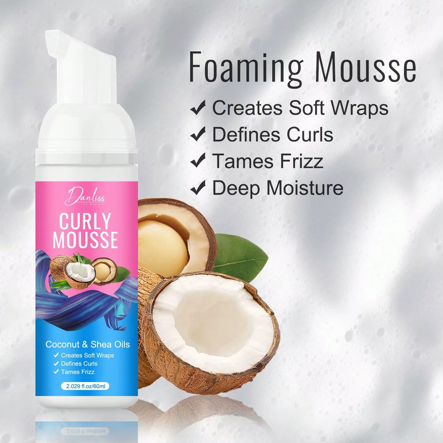 Mousse de boucles hydratante- crée des boucles douces