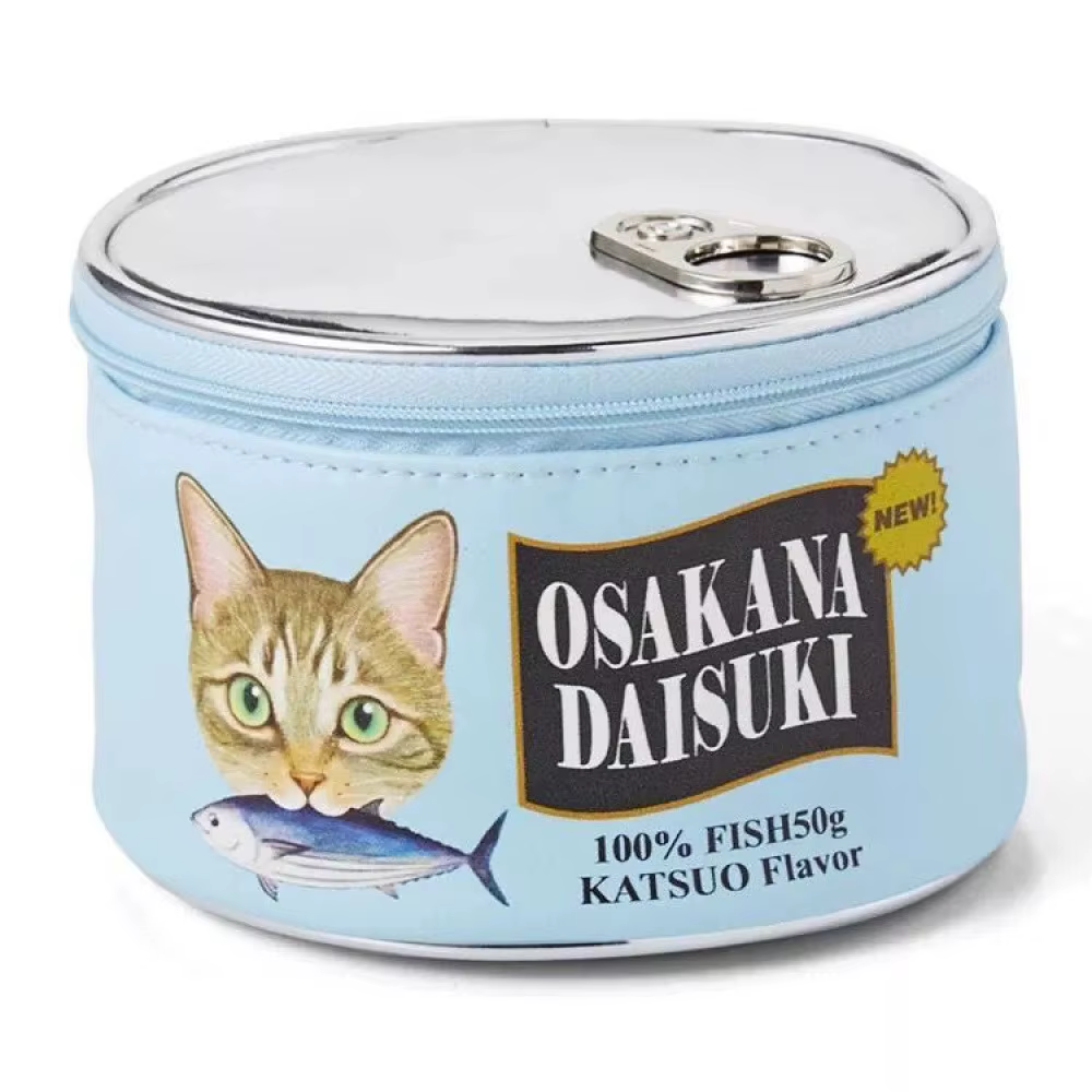 Sac de rangement créatif en forme de boîte de conserve de poisson-chat, sac à cosmétiques mignon en forme de boîte de conserve de sardine