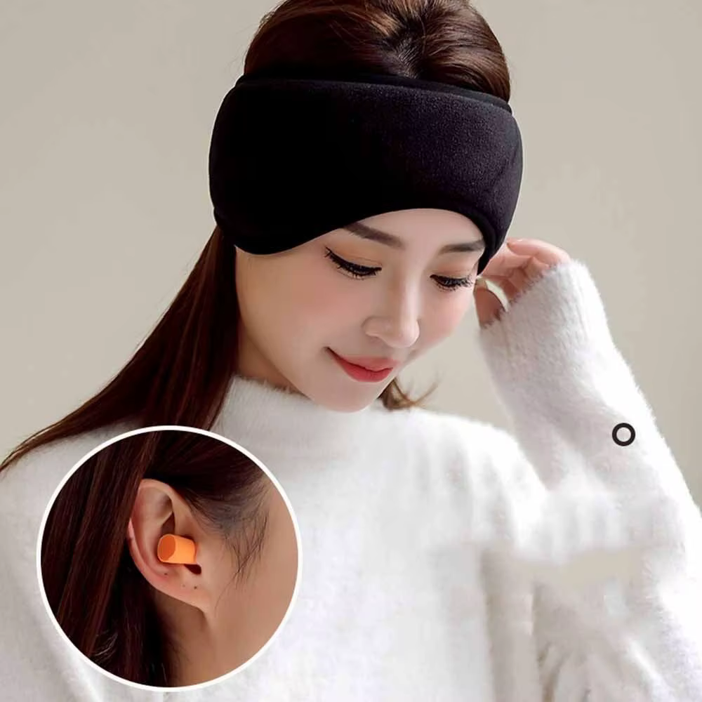 Avec cache-oreilles insonorisés, Protection auditive, masque de sommeil insonorisé, occultant, réduction du bruit, Anti-bruit