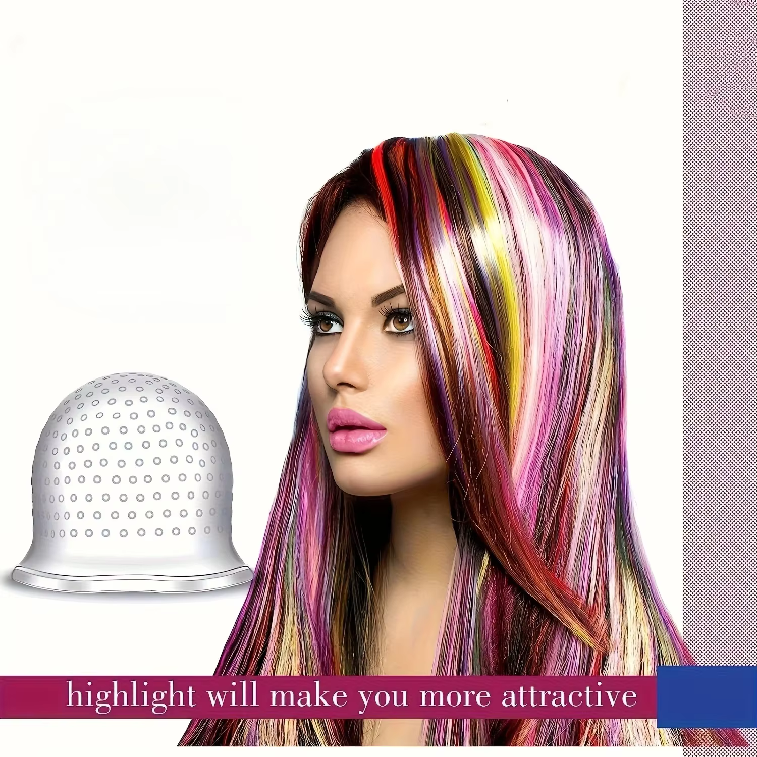[Kit de coloration capillaire] Casque de coloration et de mèches avec crochet, gants de coloration capillaire, kit de coiffure réutilisable