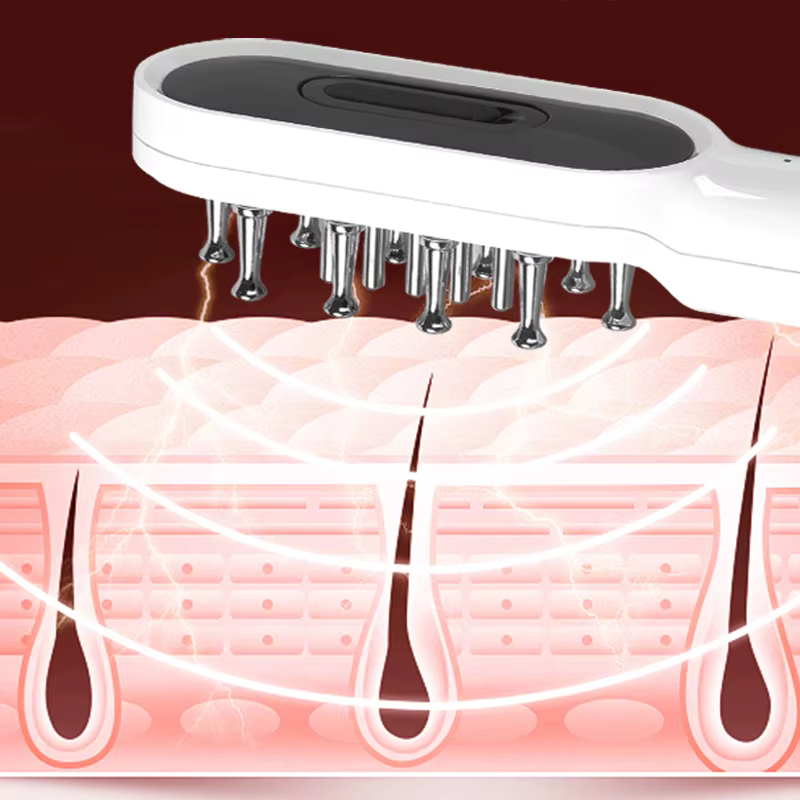 Peigne de massage électrique à lumière rouge LED