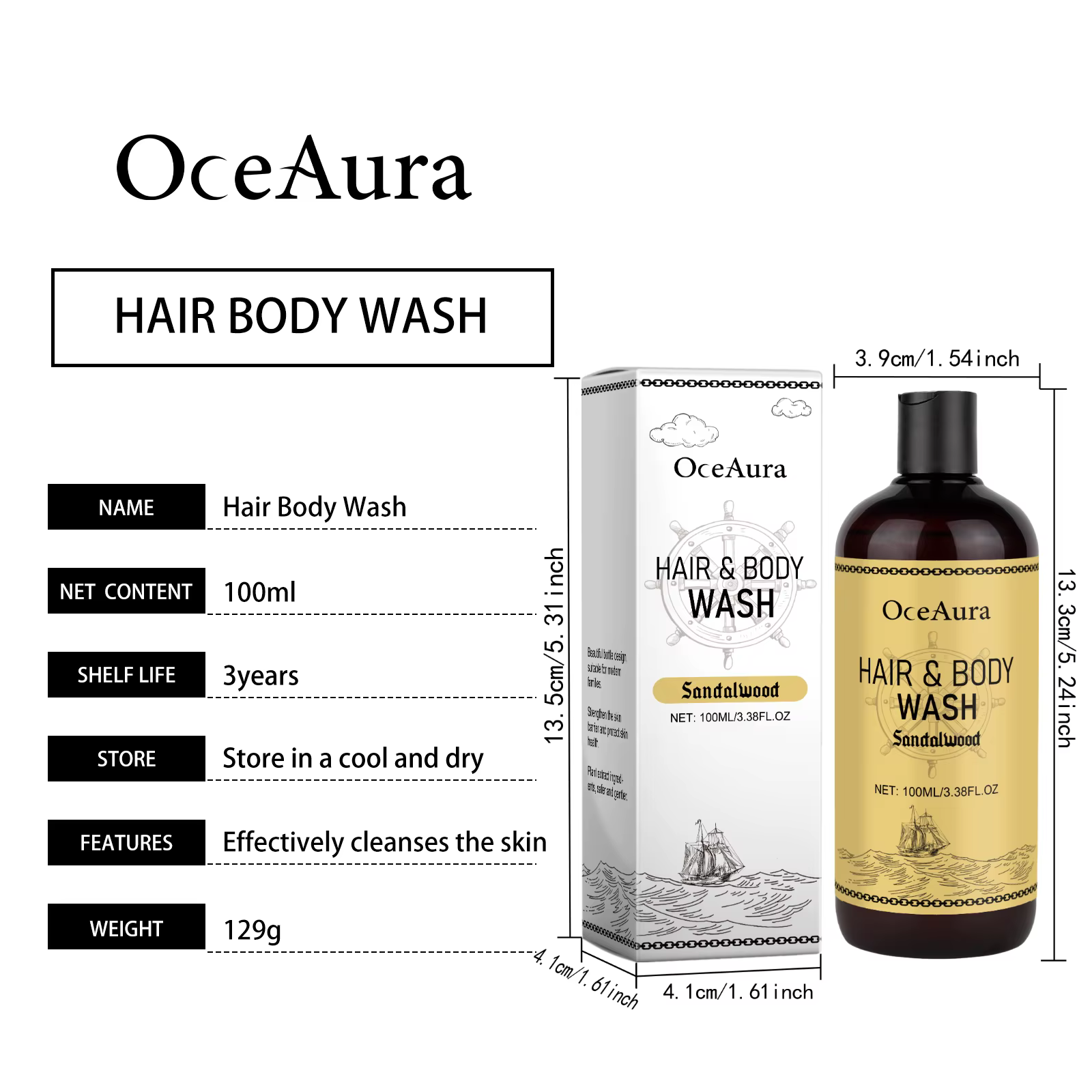 Shampoing et nettoyant pour le corps 2 en 1 pour homme