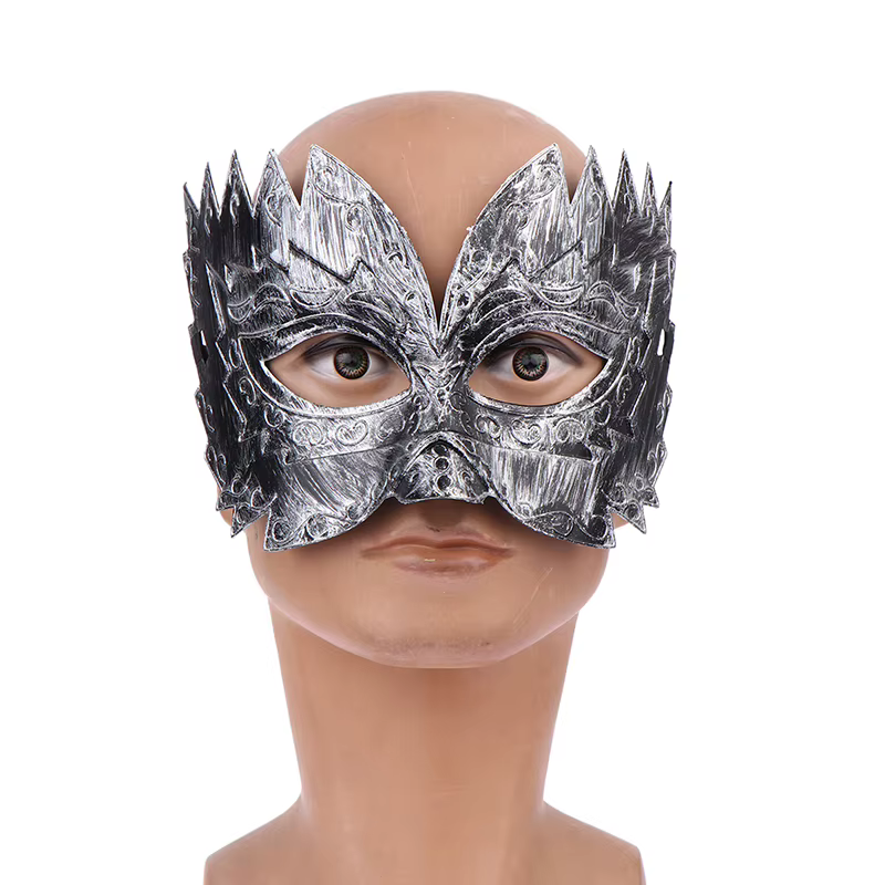 Masque de carnaval et de mascarade vintage, demi-masque en plastique doré et argenté, pour fête costumée d'Halloween, pour femmes et hommes, 1 pièce
