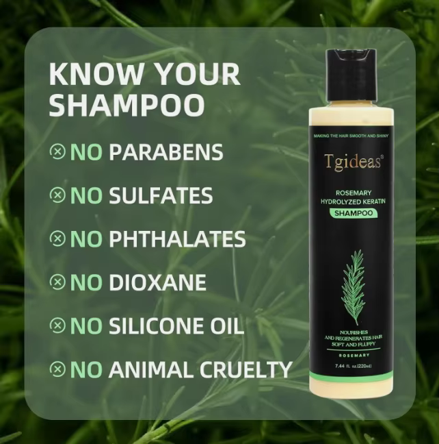 Shampooing capillaire bio Tgideas à la kératine hydrolysée et au romarin