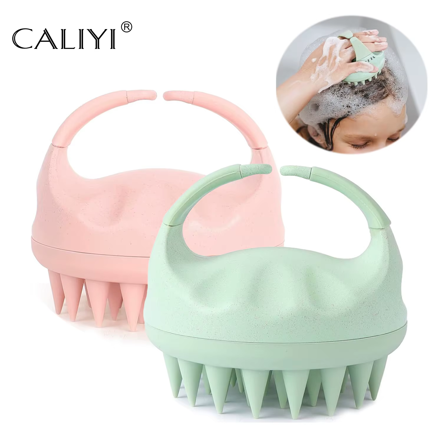 CALIYI 1/2 pièces Massage du cuir chevelu shampooing brosse de douche peigne nettoyage