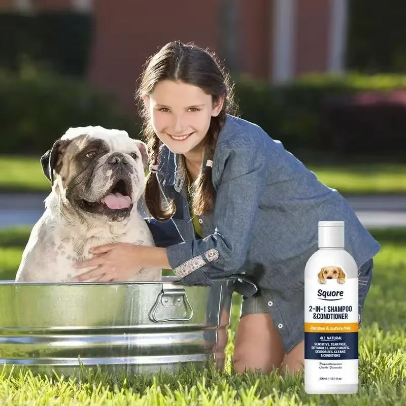 Shampoing et revitalisant pour chiots 2 en 1, shampoing hydratant naturel pour chien, pour peaux sensibles, PH équilibré