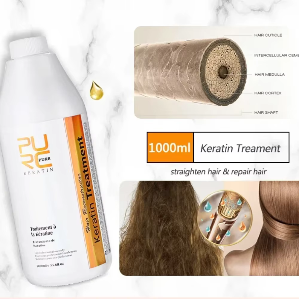 PURC kératine cheveux lissage traitement lissant pour cheveux bouclés crépus soins produits de kératine brésilienne professionnel 1000ml