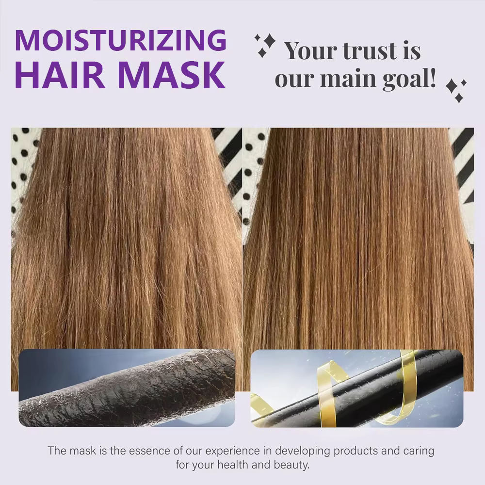 Masque capillaire violet à la kératine - Traitement revitalisant profond aux protéines violettes et bleues - Lotion