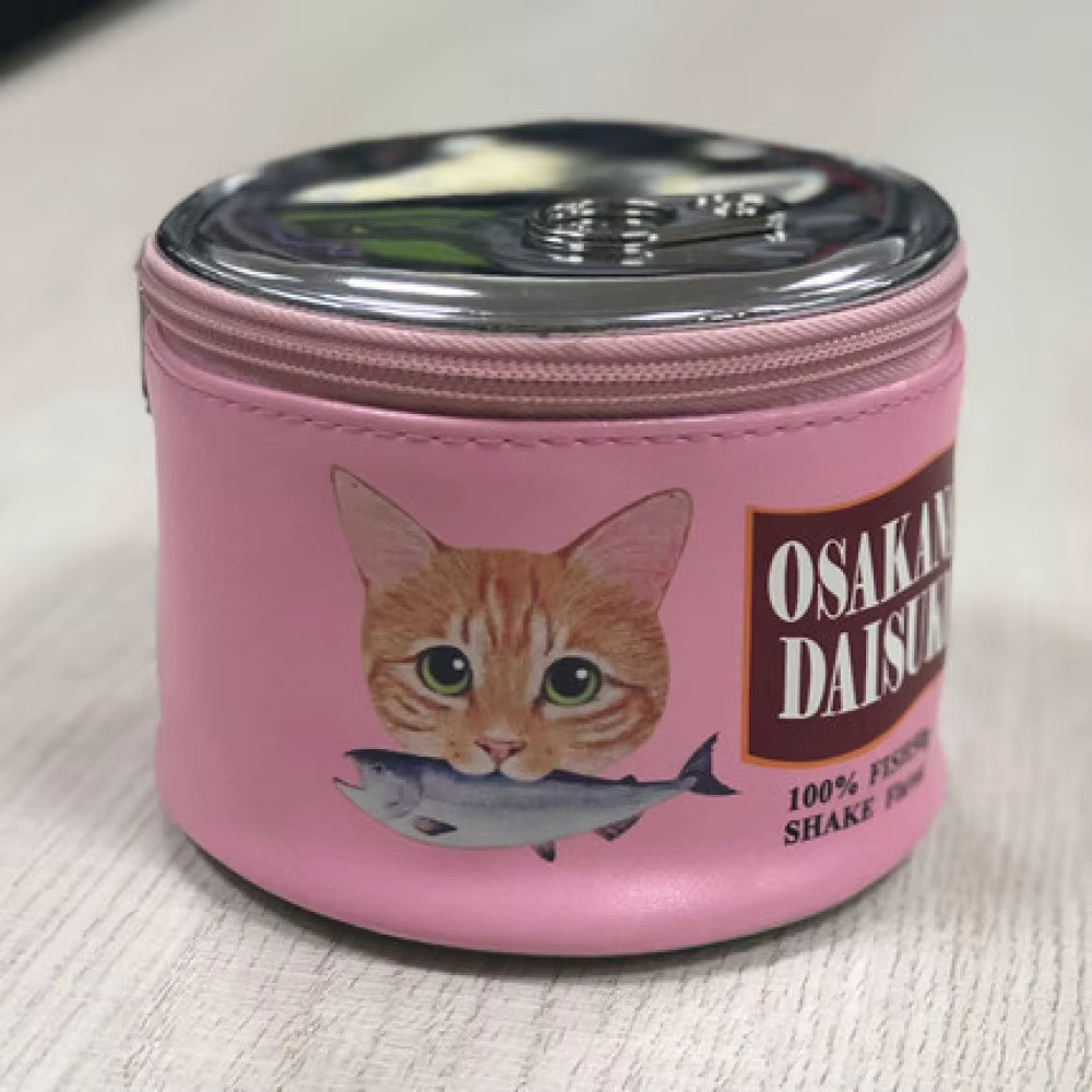 Pochette cosmétique créative en forme de poisson-chat cylindrique, sac de rangement mignon en forme de boîte de conserve de sardines pour filles